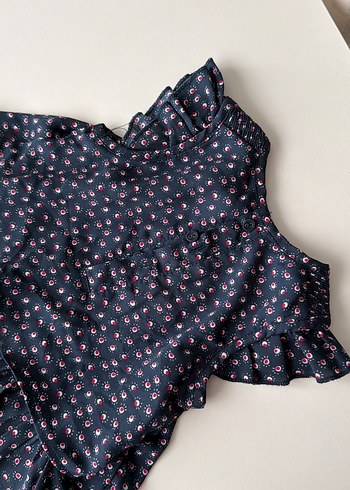 Kız Çocuk Renkli Desenli Fırfırlı Elbise - Görsel 5