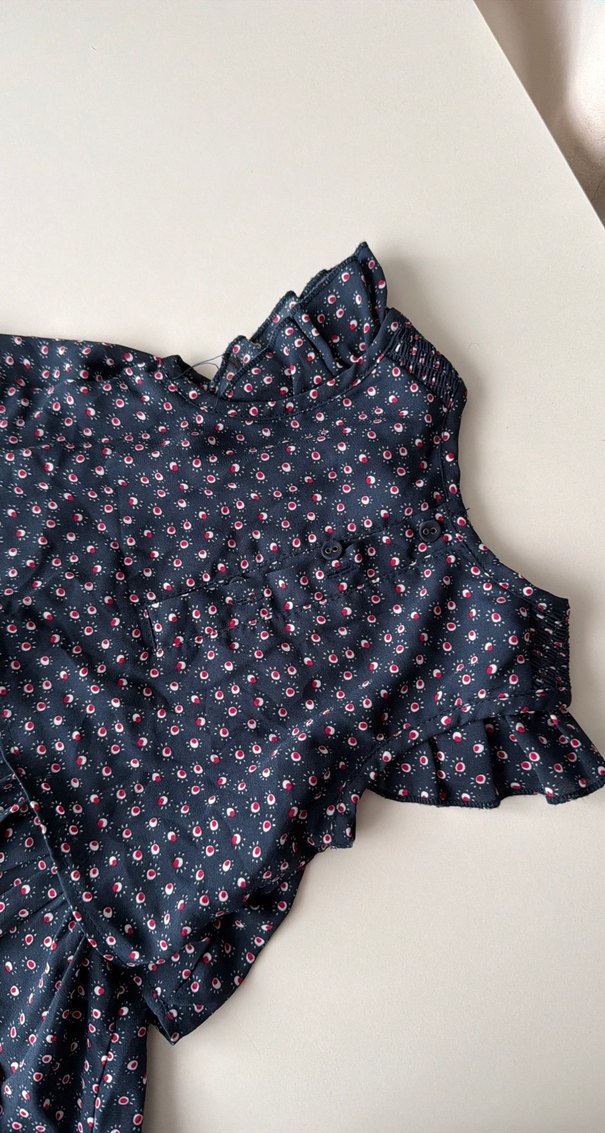 Kız Çocuk Renkli Desenli Fırfırlı Elbise - Görsel 5