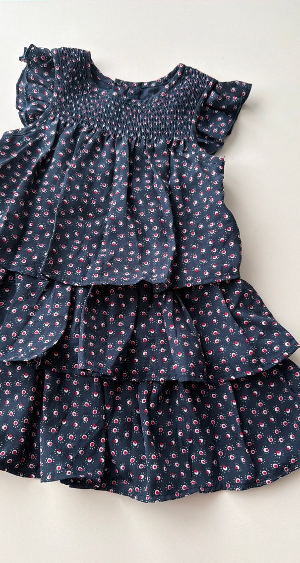 Kız Çocuk Renkli Desenli Fırfırlı Elbise - Görsel 3