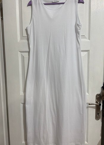 Kadın Beyaz Kolsuz astar elbise %100 Pamuk uzunlugu 1.67 - Görsel 2