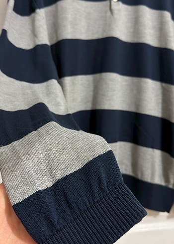 Gri Çizgili Kadın Triko Sweatshirt m beden hiç kullanılmadı - Görsel 3