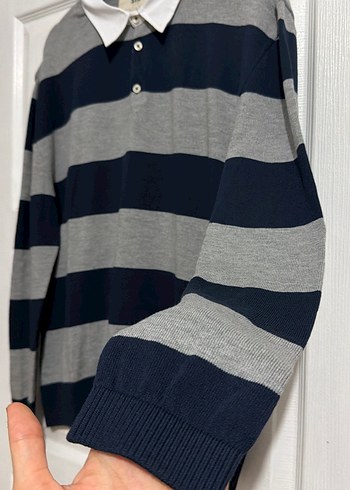 Gri Çizgili Kadın Triko Sweatshirt m beden hiç kullanılmadı - Görsel 4