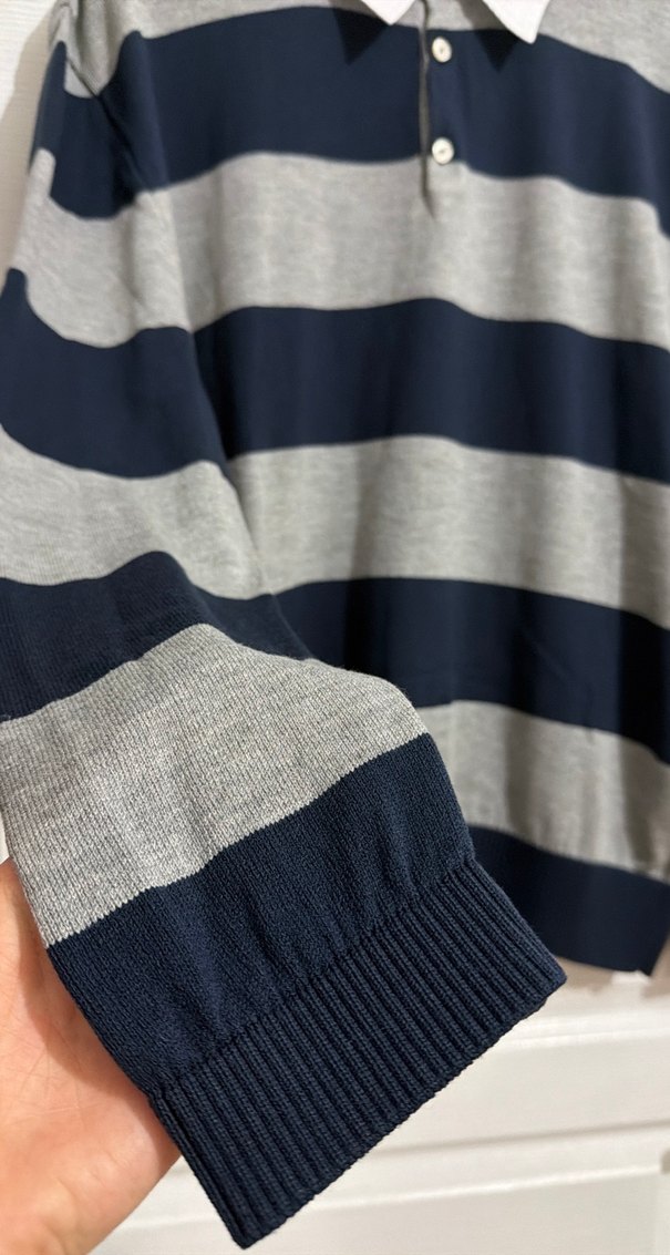 Gri Çizgili Kadın Triko Sweatshirt m beden hiç kullanılmadı - Görsel 3