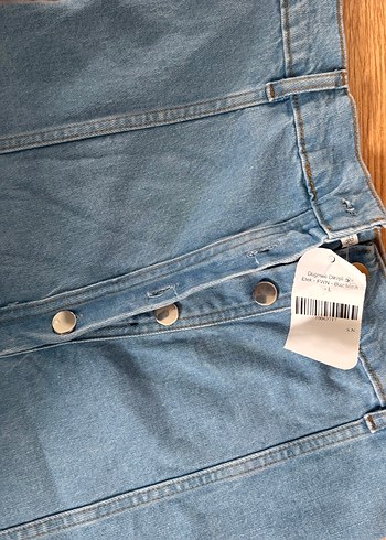 Düğmeli Uzun Mavi Denim Etek - Görsel 2