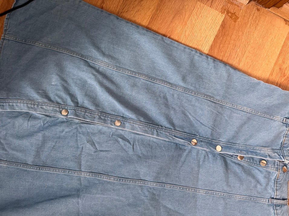 Düğmeli Uzun Mavi Denim Etek - Görsel 3