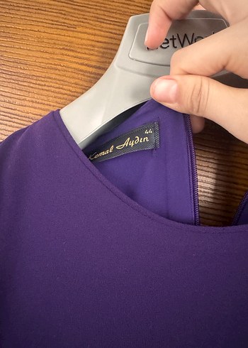 Mor Uzun Kollu Nakışlı Kadın Elbise - Görsel 3