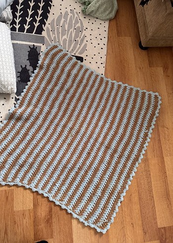 Kahverengi ve Mavi bebek battaniyesi - Görsel 3