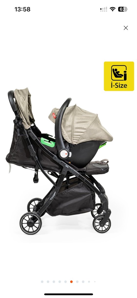 Bej ve Gri Bebek Arabası Seti i-Size Onaylı - Görsel 2