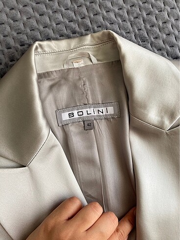 l Beden gri Renk Saten blazer ceket