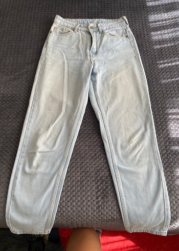 Mavi Midi Boy Bol Kesim Kadın mom jean