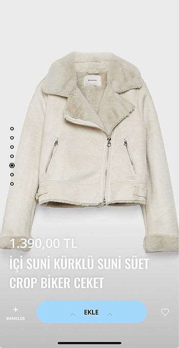 Stradivarius suni kürklü süet biker mont