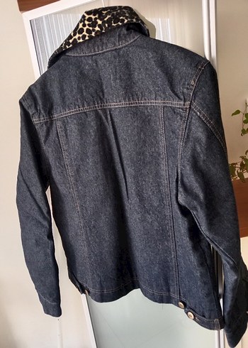 Leopar Yakalı Kadın Kot Ceket - Görsel 7