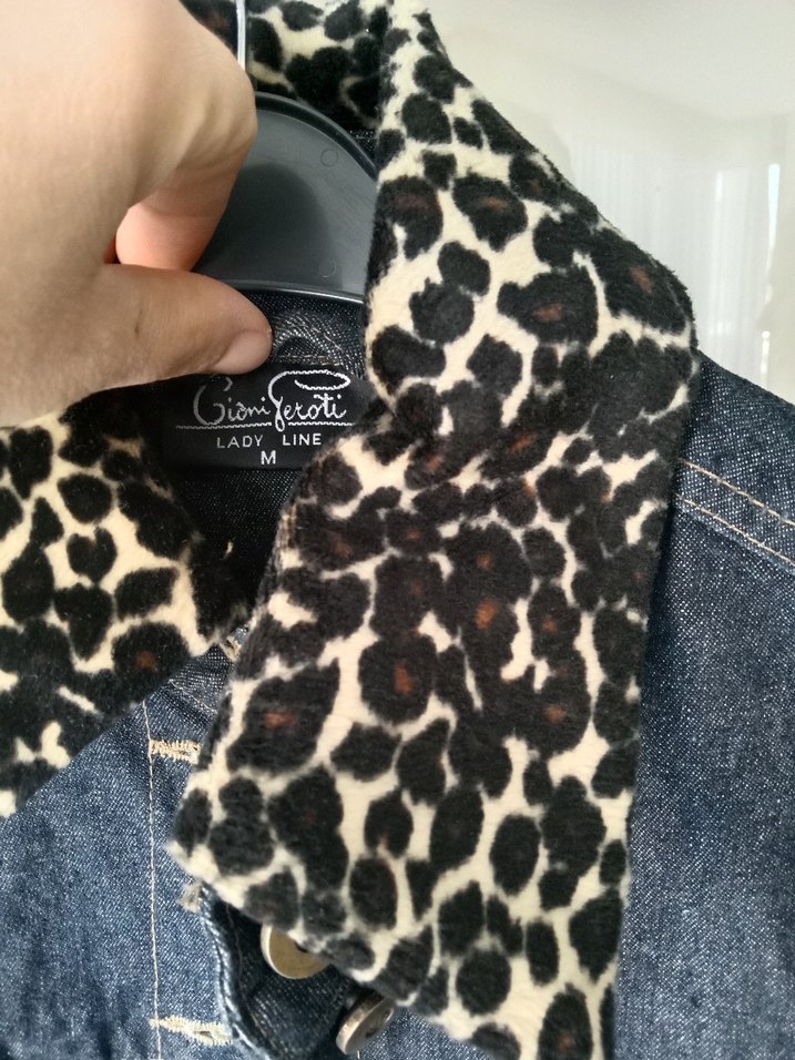 Leopar Yakalı Kadın Kot Ceket - Görsel 3