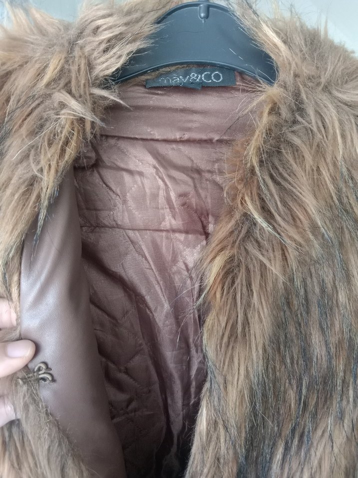 Kahverengi Kürklü Deri Kadın Yelek - Görsel 2