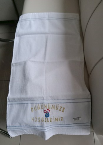 Nakışlı Beyaz Havlu - Düğün Temalı - Görsel 2