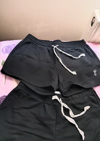 Siyah Pamuklu Mini Spor Şort - Görsel 2