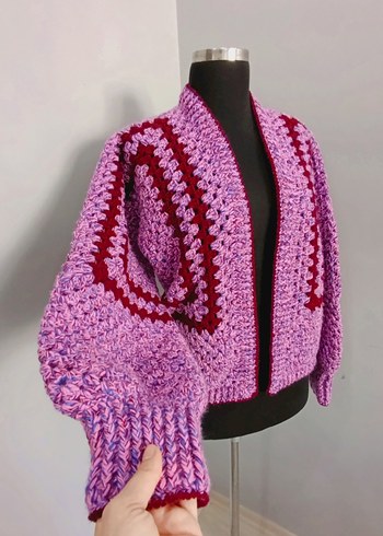 Diğer Bohem Stil Örgü Pembe Hırka