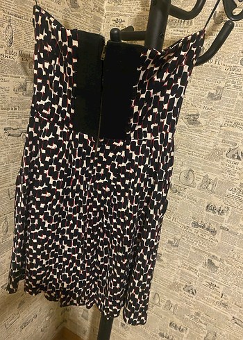 Mango Straplez Mini Desenli Elbise - Görsel 12