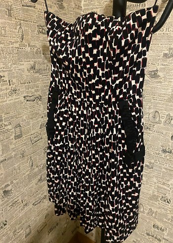 Mango Straplez Mini Desenli Elbise - Görsel 10