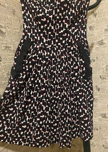 Mango Straplez Mini Desenli Elbise - Görsel 9