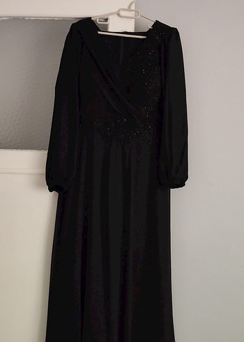 Siyah Uzun Kollu Abiye Elbise - Görsel 3