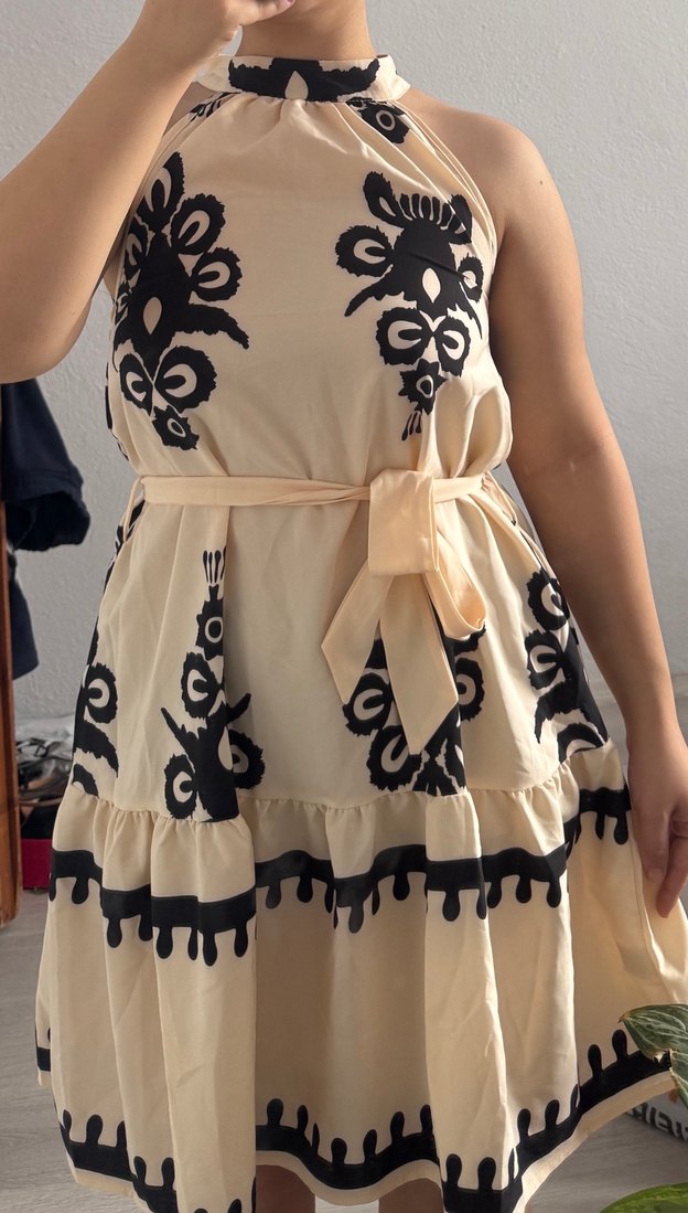 Nakışlı Beyaz Straplez Mini Elbise - Görsel 3