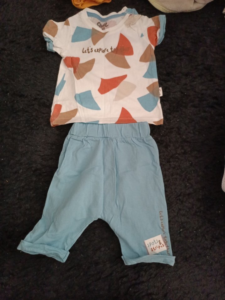 Mavi Pamuk Erkek Bebek Kısa Kollu Takım - Görsel 2