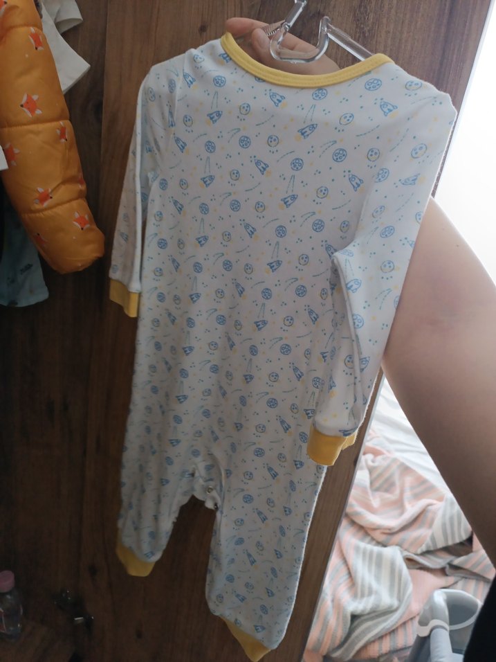 Mavi Düğmeli Bebek Tulum, Uzun Kollu - Görsel 2