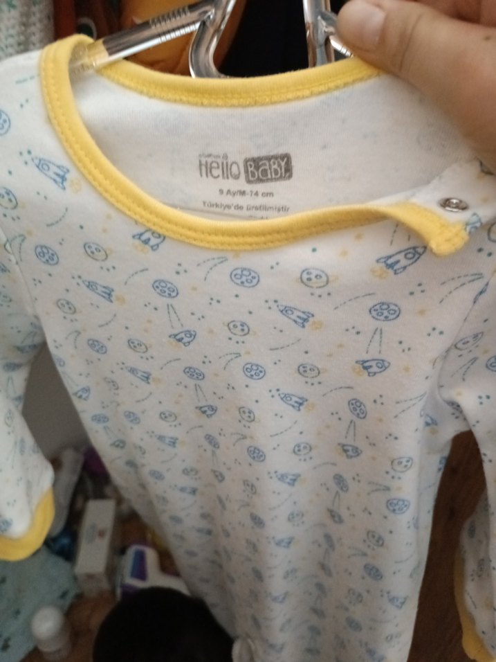 Mavi Düğmeli Bebek Tulum, Uzun Kollu - Görsel 3