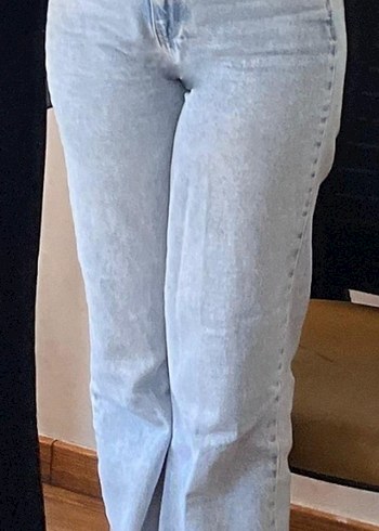 Mavi Bol Kesim Kot Pantolon