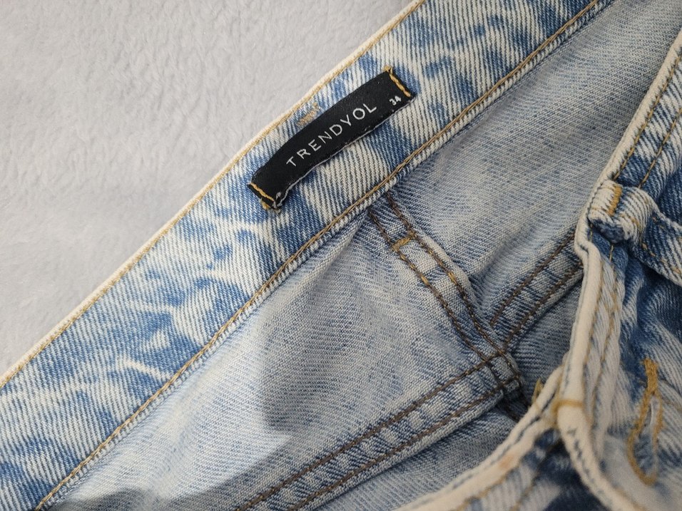 Mavi Bol Kesim Kot Pantolon - Görsel 3
