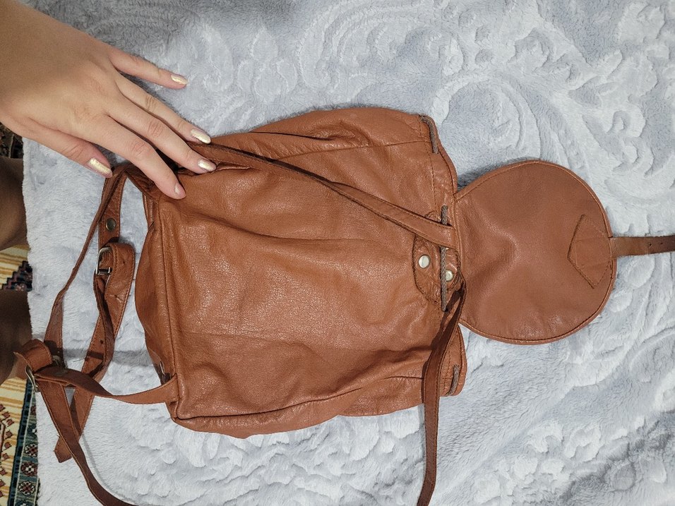 Taba Deri Kadın Sırt Çantası - Görsel 5