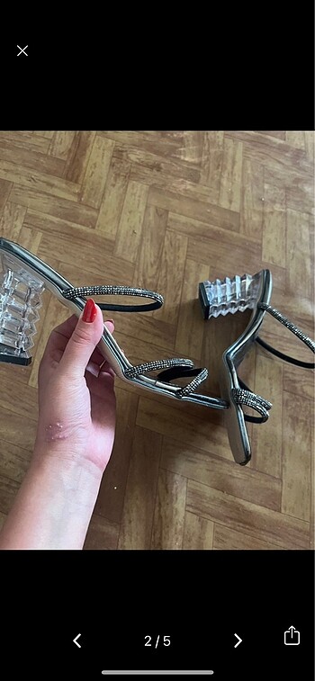 topuklu parıltılı terlik ayakkabı