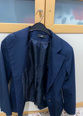 m Beden Düğmeli Lacivert Kadın Blazer Ceket