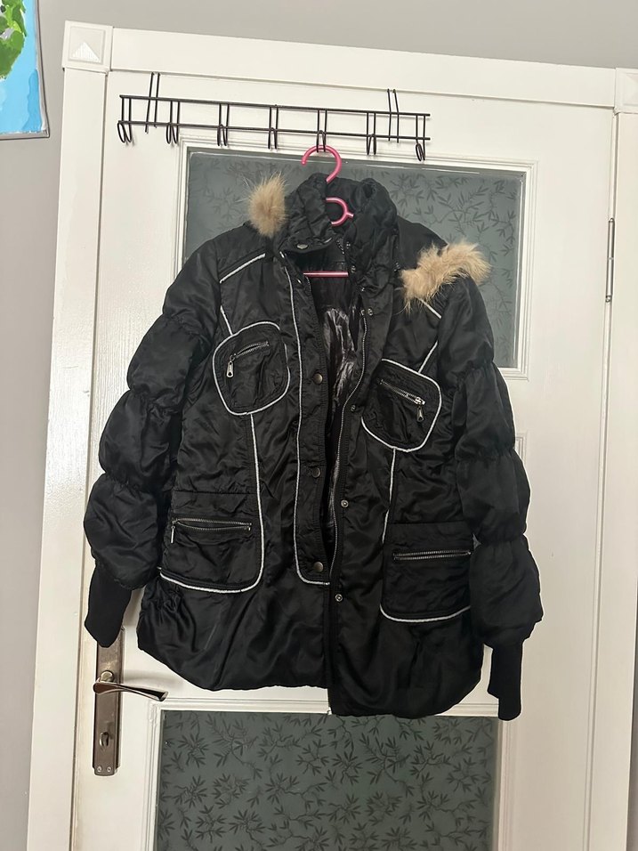 Siyah Kürklü Midi Kadın Ceket - Görsel 2