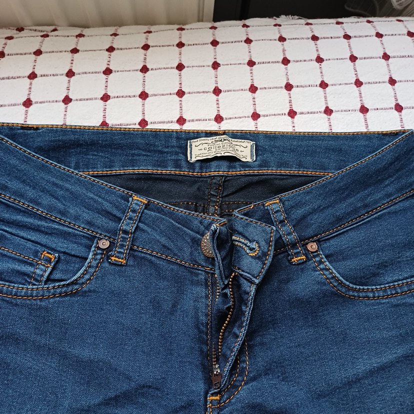 Düğmeli Normal Boy Kadın Mavi Denim Jean - Görsel 2