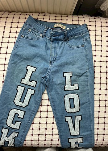 Mavi Dantel Detaylı Baskılı Kadın Jean - Görsel 3