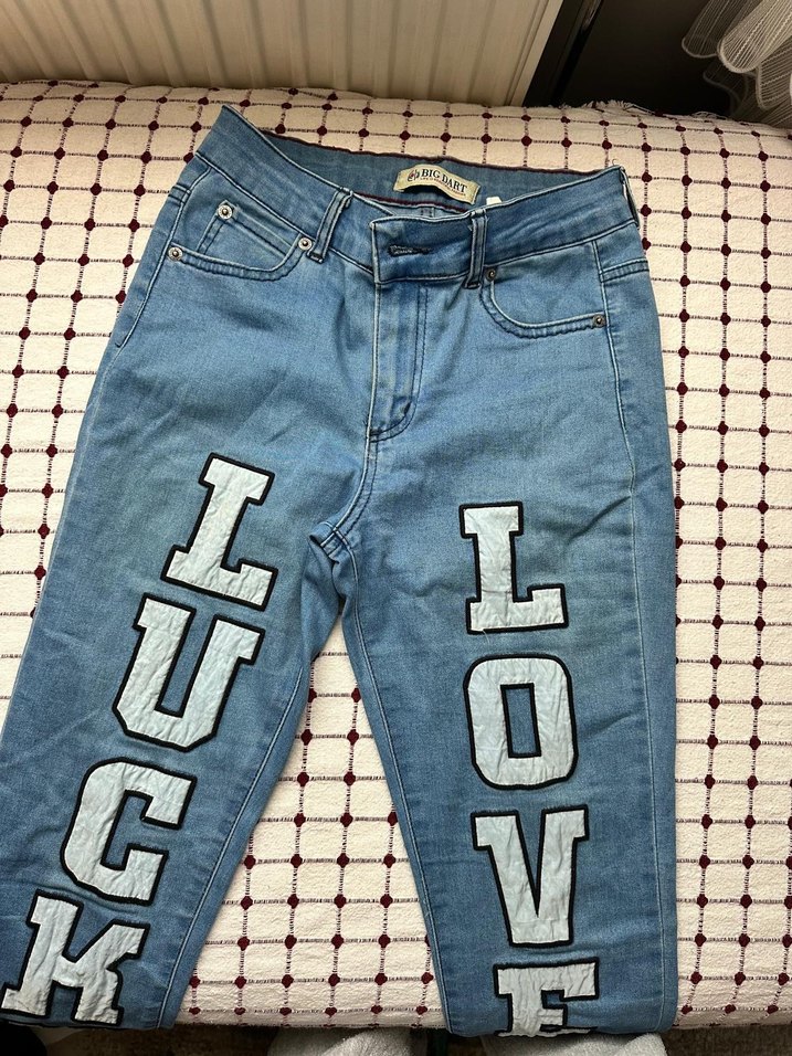 Mavi Dantel Detaylı Baskılı Kadın Jean - Görsel 3