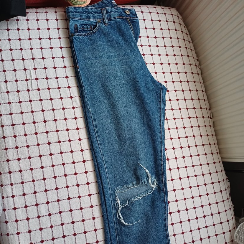 Kadın Mavi Denim Regular Fit Yırtık Jean - Görsel 2