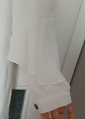 Beyaz V Yaka Salaş Midi Tunik - Görsel 2