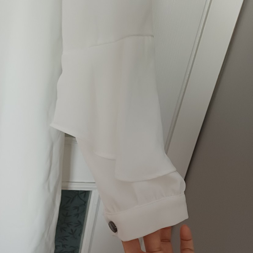 Beyaz V Yaka Salaş Midi Tunik - Görsel 2