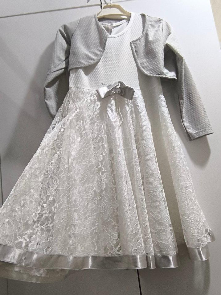 Kız Çocuk Beyaz Dantelli Elbise - Görsel 2