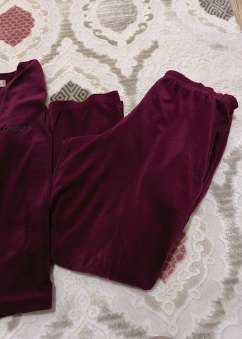 Bordo Kadın Uzun Kollu Rahat Pijama Takımı - Görsel 2