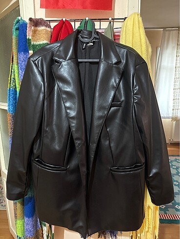 H&M deri blazer ceket
