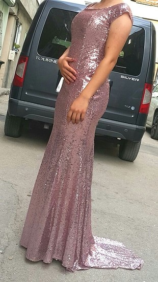 Pembe Pul Payet Elbise