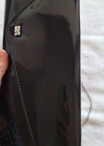 Siyah Parlak Deri Kadın Portföy Çanta - Görsel 5