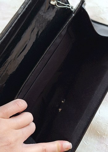 Siyah Parlak Deri Kadın Portföy Çanta - Görsel 6