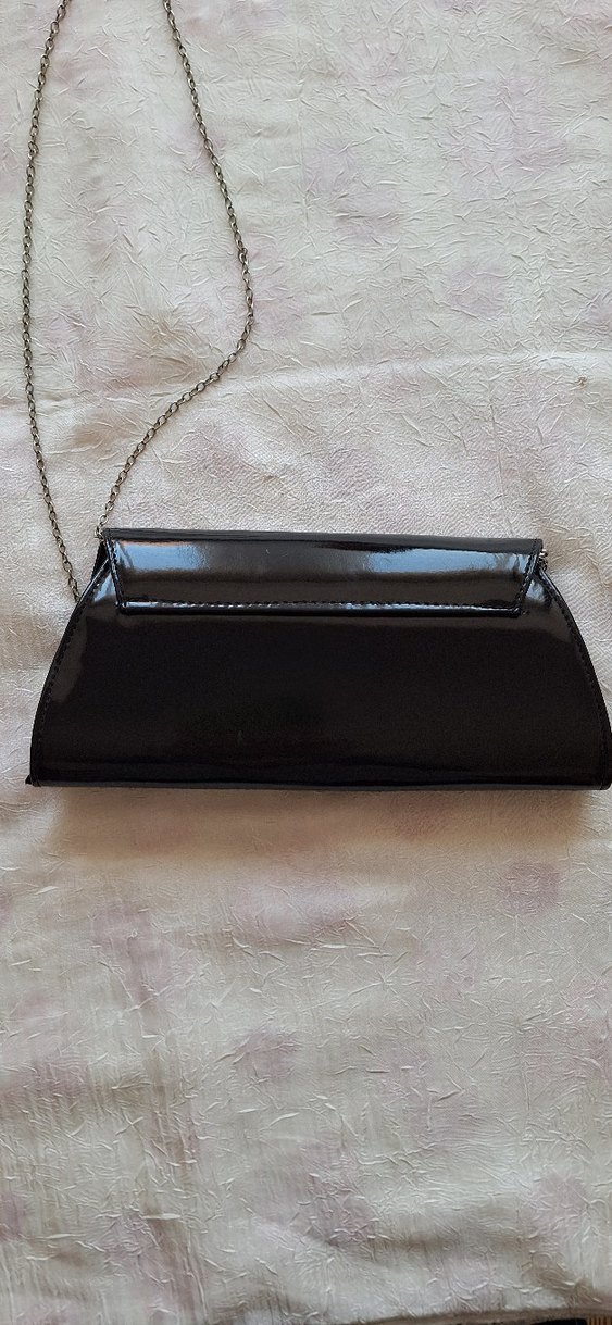 Siyah Parlak Deri Kadın Portföy Çanta - Görsel 2