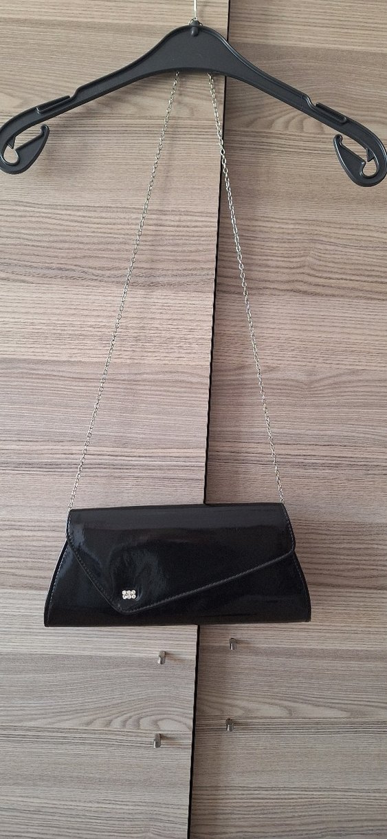 Siyah Parlak Deri Kadın Portföy Çanta - Görsel 3