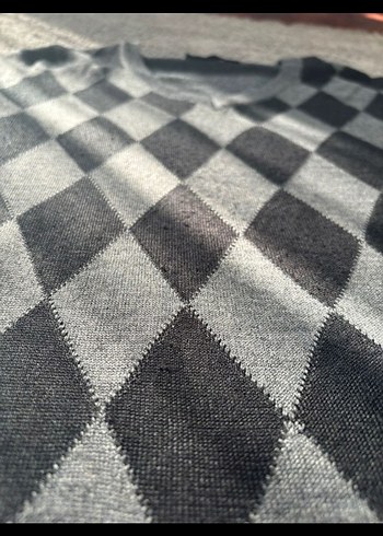 Gri V Yakalı Erkek Örgü Kazak - Görsel 2